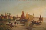 William Raymond Dommersen Shore View with Figures by Boats painting